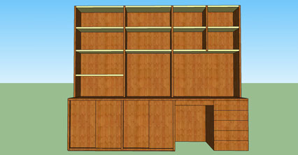 Librería integrada en nogal y lacado